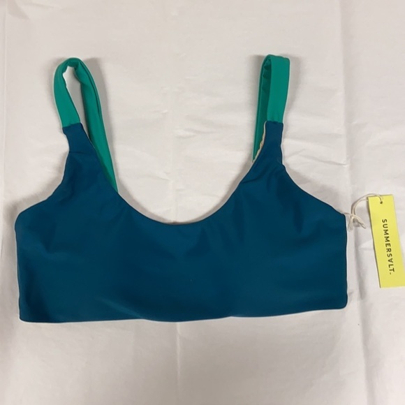 Summersalt The Sun Streak Bikini Top Colorblock Green Size 2 NWT - Picture 3 of 5